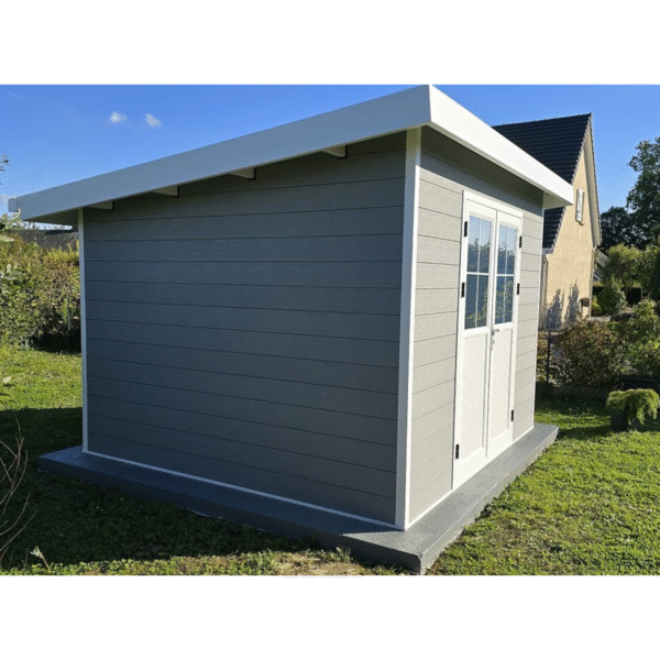 Offre Spéciale - Abri de jardin composite SINTRA – 9 m2 gris clair – Produit Neuf – DESTOCKAGE – Image 13