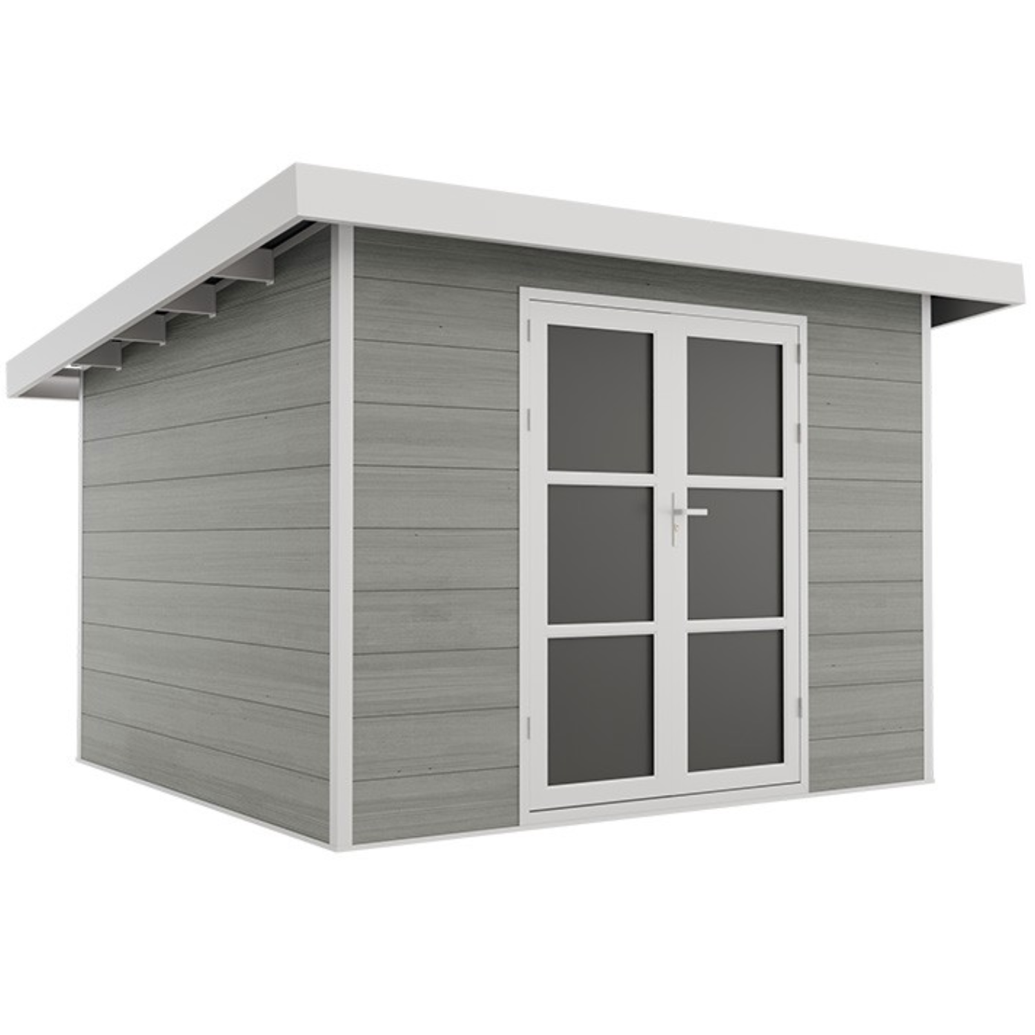 Offre Spéciale – Abri de jardin composite SINTRA – 9 m2 gris clair – Produit Neuf – DESTOCKAGE