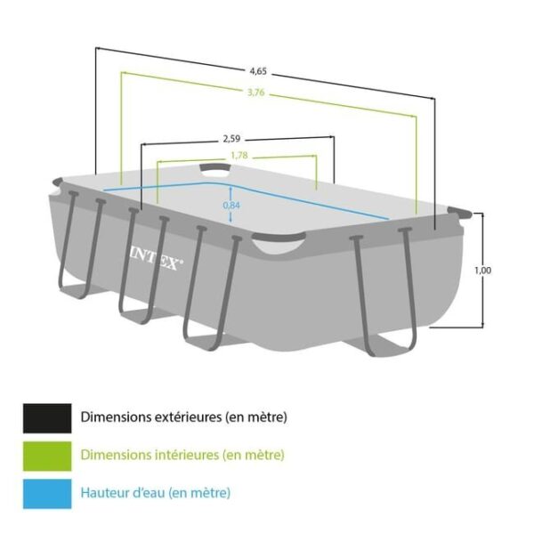 Piscine tubulaire INTEX Prism Frame rectangulaire L.4,00 x l.2,00 x H. 1,00m – Image 3